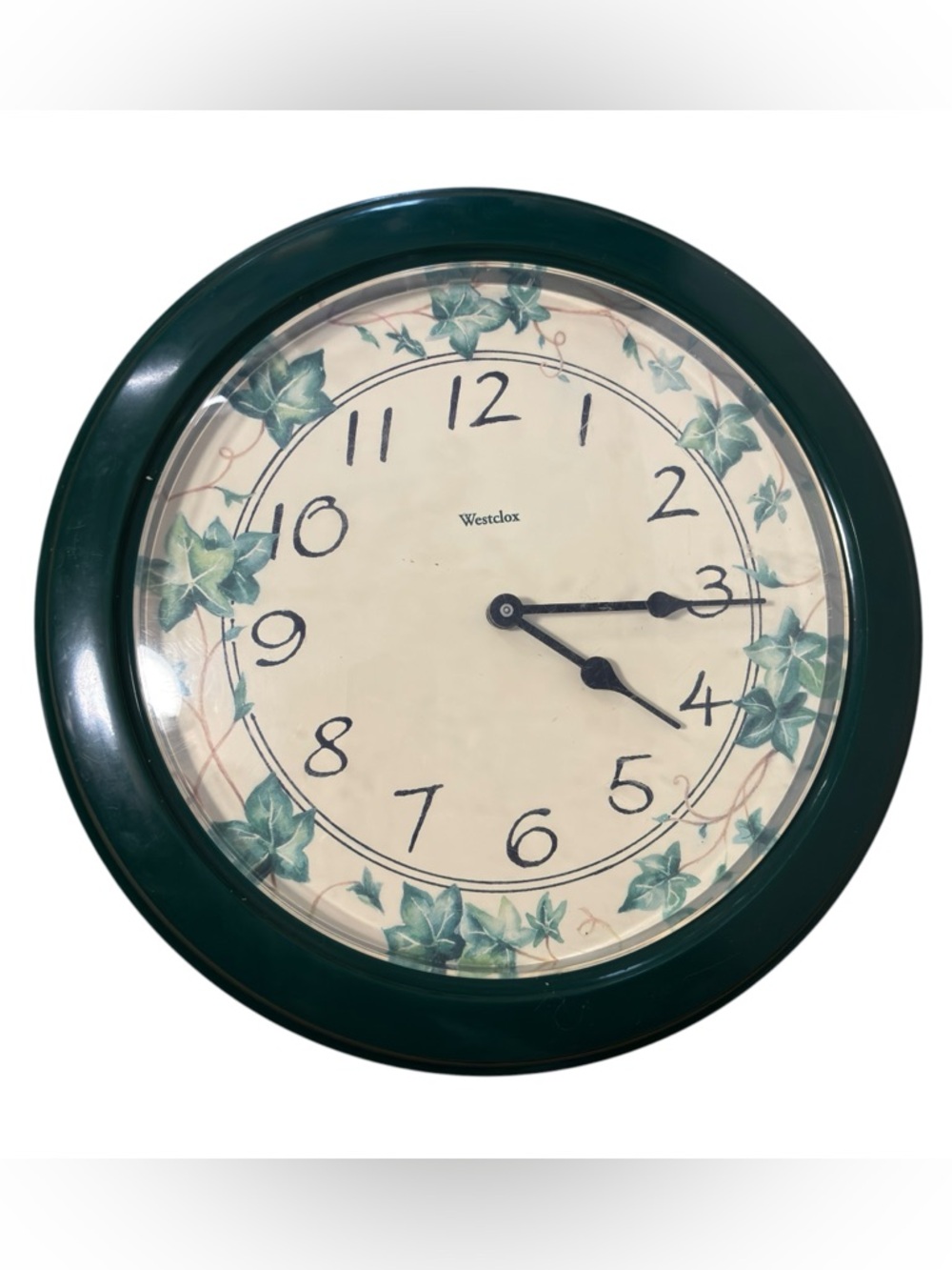 Vintage Westclox Green Ivy Leaf/Floral Wall Clock Works Perfectly AA Battery